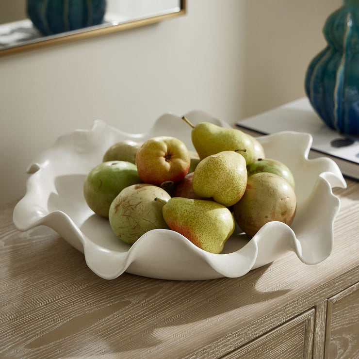 Uttermost Wave Crest White Ceramic Sculptural Decorative Bowl
