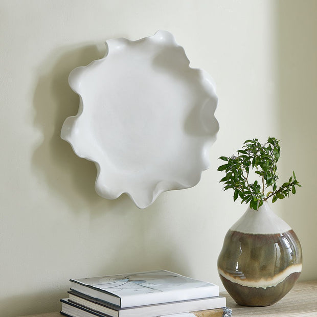 Uttermost Wave Crest White Ceramic Sculptural Decorative Bowl