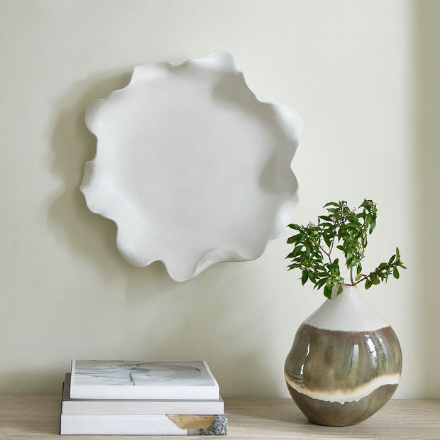 Uttermost Wave Crest White Ceramic Sculptural Decorative Bowl