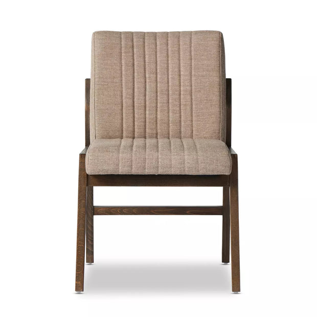 Four Hands Alice Channeled Dining Chair ~ Alcala Fawn Upholstered Performance Fabric