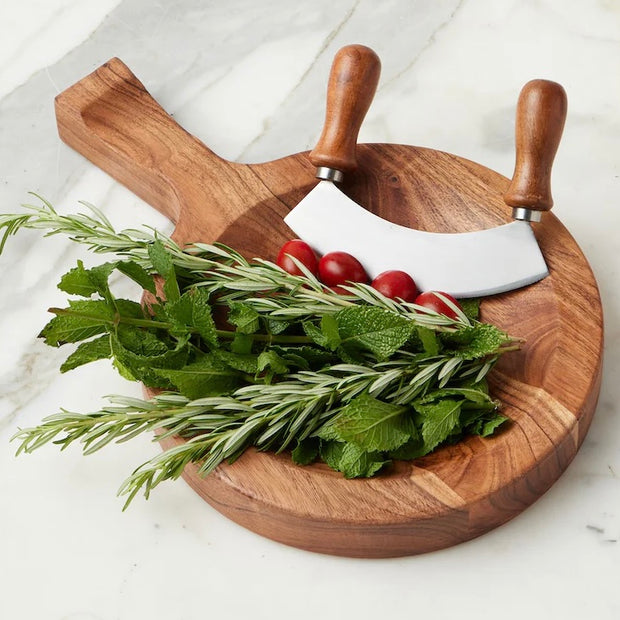 etúHOME Italian Cutting Board With Mezzaluna Set