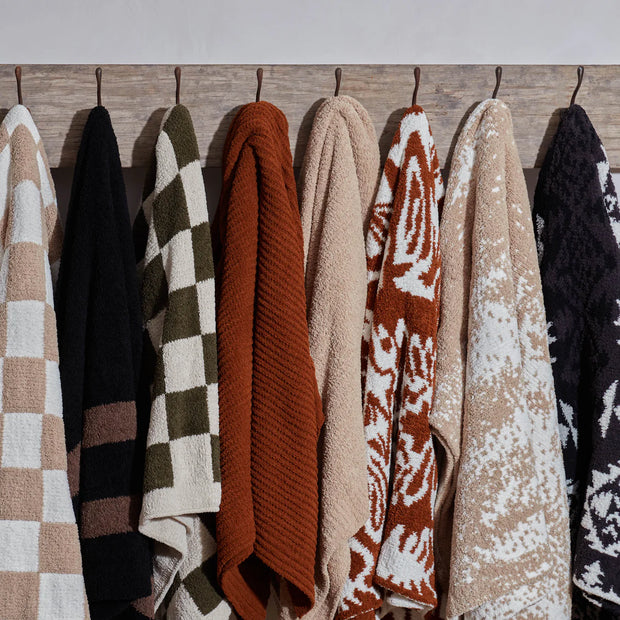 Kashwere Ultra Plush Vail Cozy Throw in Creme, Stone, Slate and Black