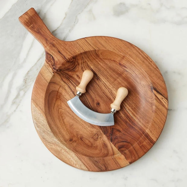 etúHOME Italian Cutting Board With Mezzaluna Set ~ Large
