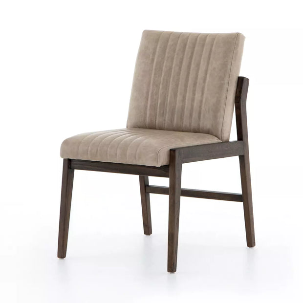Four Hands Alice Channeled Dining Chair ~ Sonoma Grey Top Grain Leather