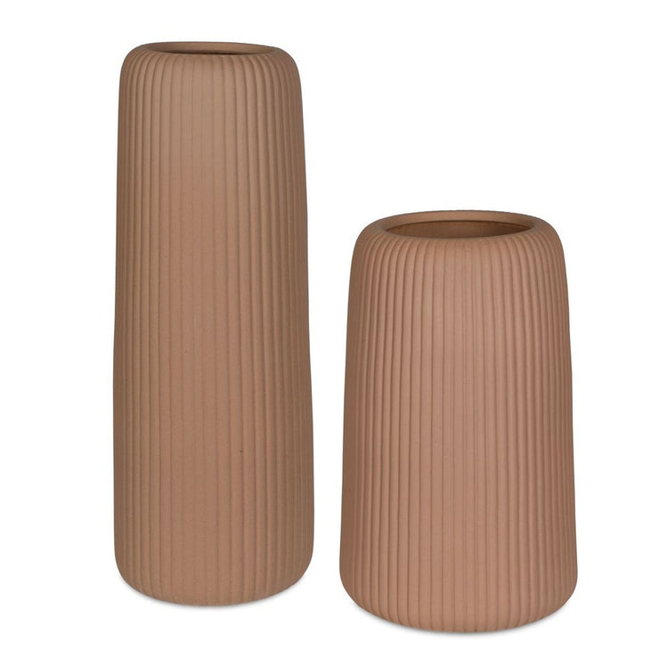 Uttermost Ridge Light Brown Ribbed Set of 2 Large Vases