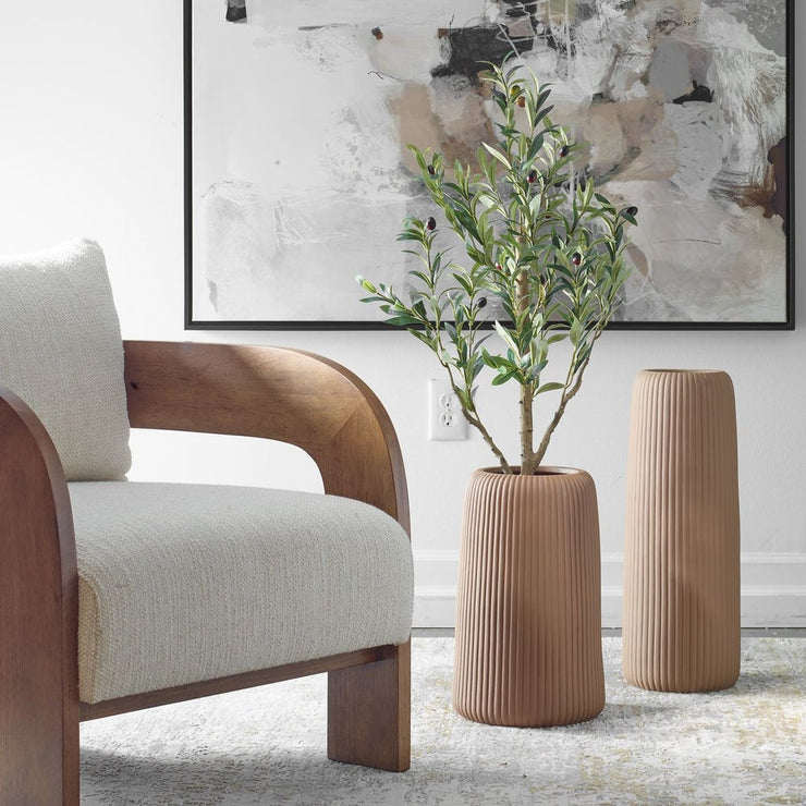 Uttermost Ridge Light Brown Ribbed Set of 2 Large Vases
