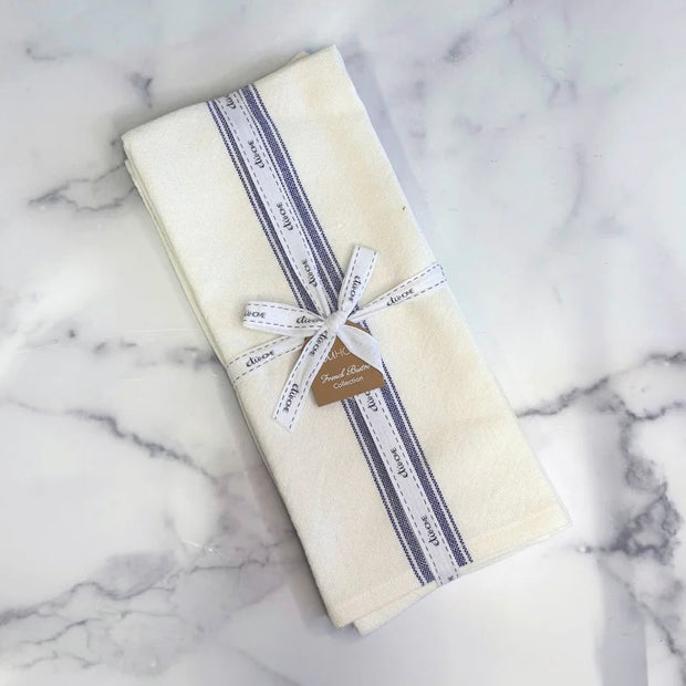 etúHOME Vintage Blue Stripe Kitchen Tea Towels ~ Set of 2