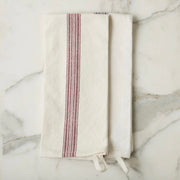 etúHOME Vintage Merlot Red Stripe Kitchen Tea Towels ~ Set of 2