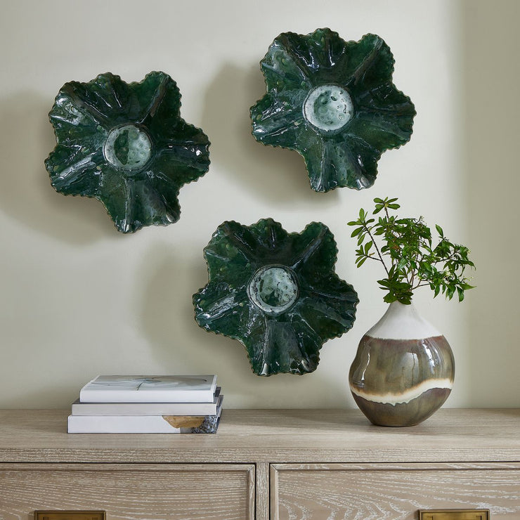 Uttermost Verdant Bloom Glossy Emerald Glazed Bowl ~ Indoor And Outdoor Use