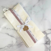 etúHOME Vintage Merlot Red Stripe Kitchen Tea Towels ~ Set of 2