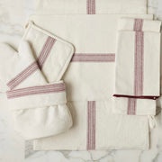 etúHOME Vintage Merlot Red Stripe Kitchen Pot Holders ~ Set of 2