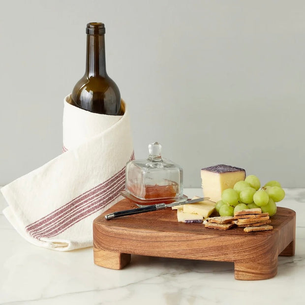 etúHOME Vintage Merlot Red Stripe Kitchen Tea Towels ~ Set of 2
