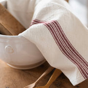 etúHOME Vintage Merlot Red Stripe Kitchen Tea Towels ~ Set of 2