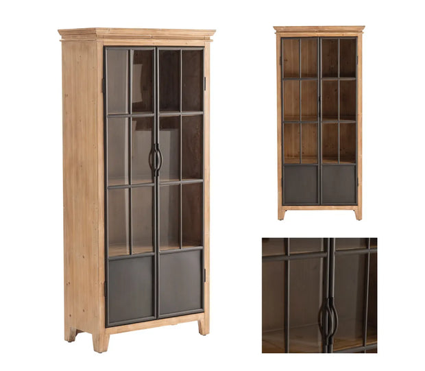 Crestview Collection Darlington Curio Wood And Metal Cabinet