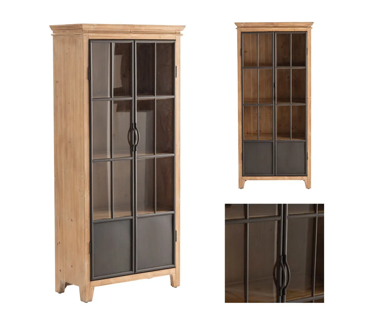Crestview Collection Darlington Curio Wood And Metal Cabinet