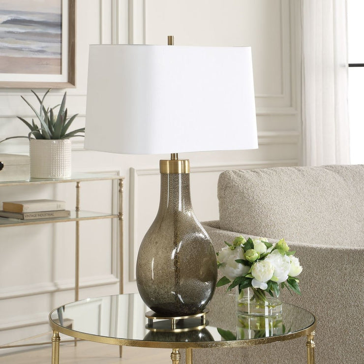 Uttermost Shyla Dark Moss Teardrop Glass Base Table Lamp
