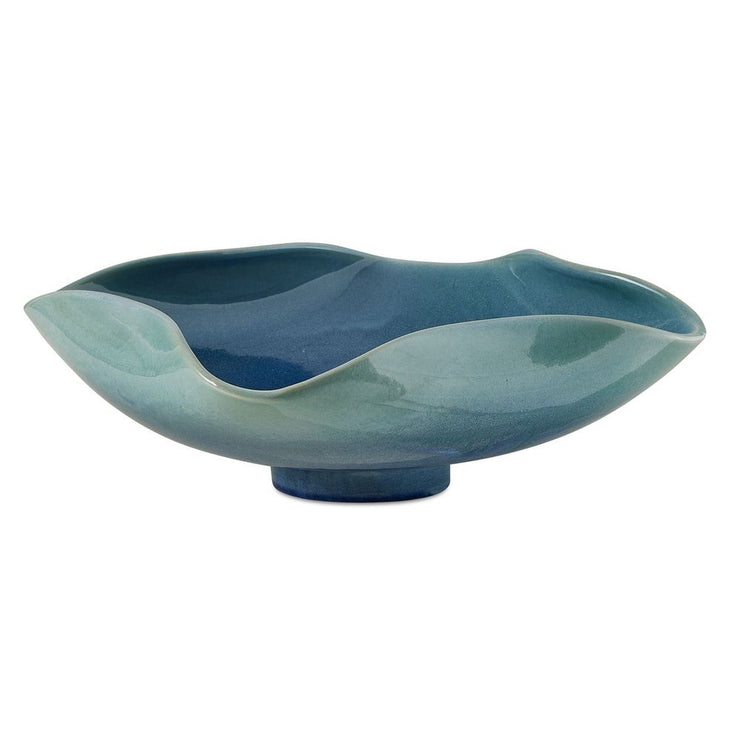Uttermost Blue Lagoon Glazed Ceramic Bowl ~ Indoor And Outdoor Use