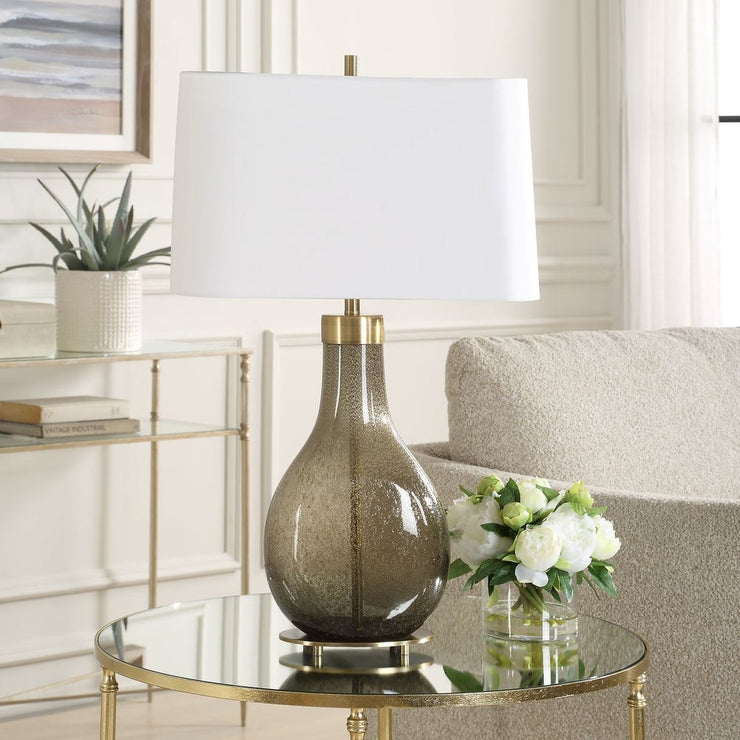 Uttermost Shyla Dark Moss Teardrop Glass Base Table Lamp