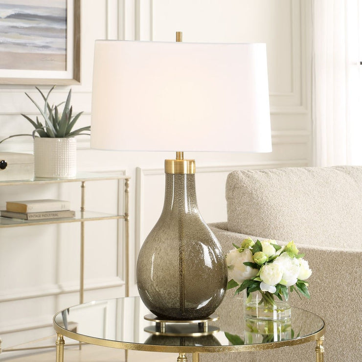 Uttermost Shyla Dark Moss Teardrop Glass Base Table Lamp