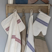etúHOME Vintage Blue Stripe Kitchen Oven Mitts ~ Set of 2