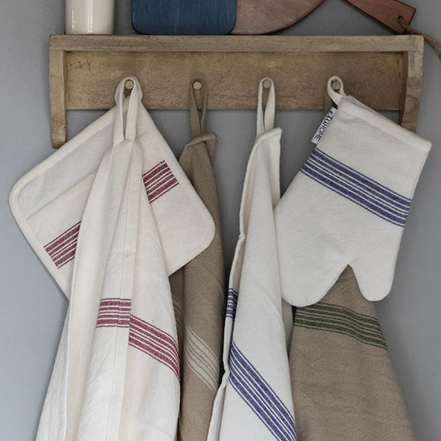 etúHOME Vintage Blue Stripe Kitchen Oven Mitts ~ Set of 2