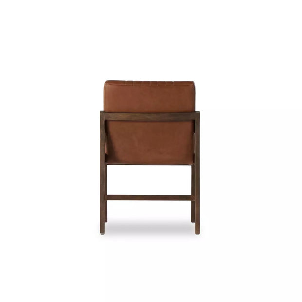 Four Hands Alice Channeled Dining Armchair ~ Sonoma Chestnut Top Grain Leather