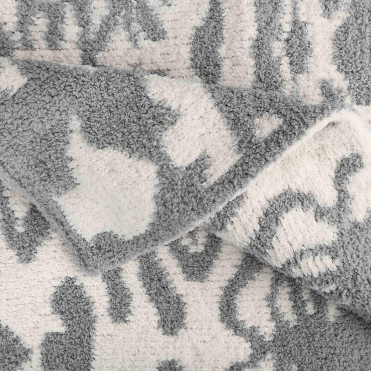 Kashwere Ultra Plush Stone and Creme Damask Throw