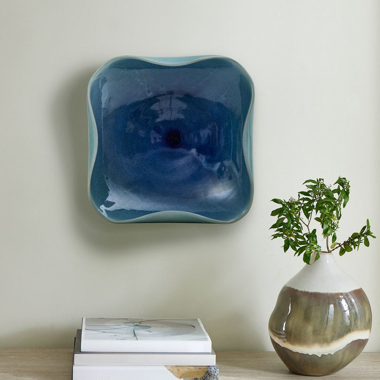 Uttermost Blue Lagoon Glazed Ceramic Bowl ~ Indoor And Outdoor Use