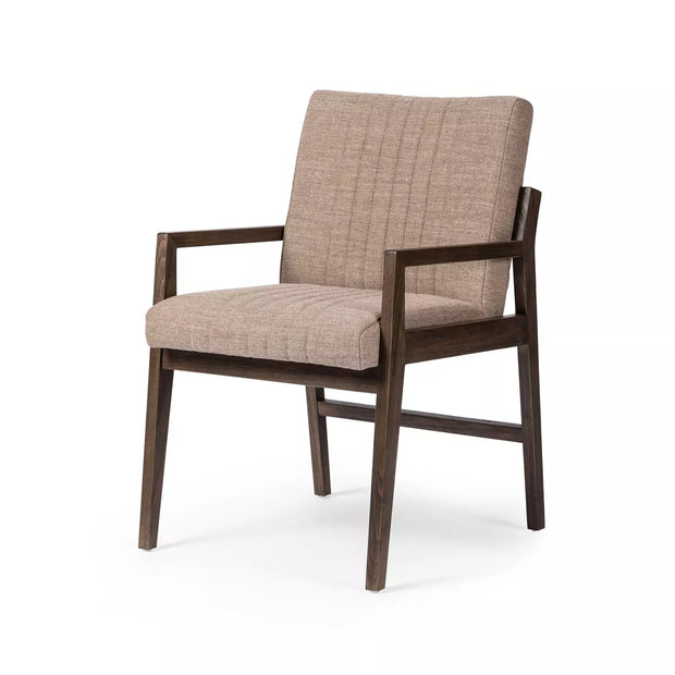 Four Hands Alice Channeled Dining Armchair ~ Alcala Fawn Upholstered Performance Fabric