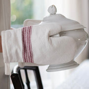 etúHOME Vintage Merlot Red Stripe Kitchen Oven Mitts ~ Set of 2
