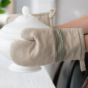 etúHOME Vintage Spruce Green Stripe Kitchen Oven Mitts ~ Set of 2