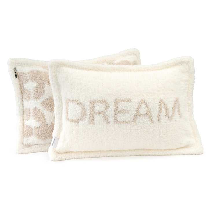 Kashwere Ultra Soft Crème and Linen Damask Dream Cloud Pillow 13x19 with Plush Insert