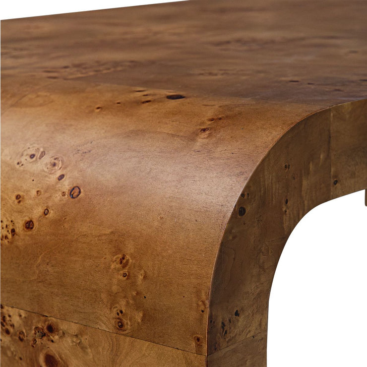 Uttermost Carraway Burl Wood Curved Coffee Table
