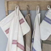 etúHOME Vintage Merlot Red Stripe Kitchen Pot Holders ~ Set of 2