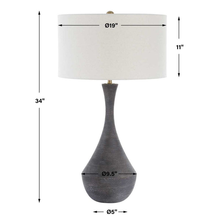 Uttermost Helston Rustic Dark Charcoal Glazed Base Table Lamp
