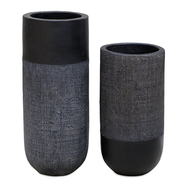Uttermost Woven Black Terracotta Shadow Set of 2 Vases