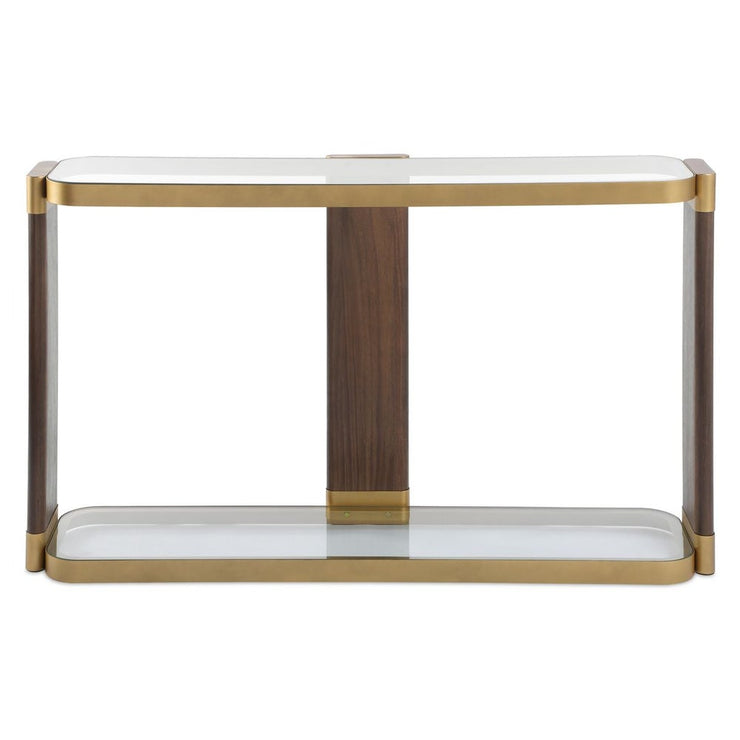Uttermost Ryles Walnut With Gold Accents Console Table