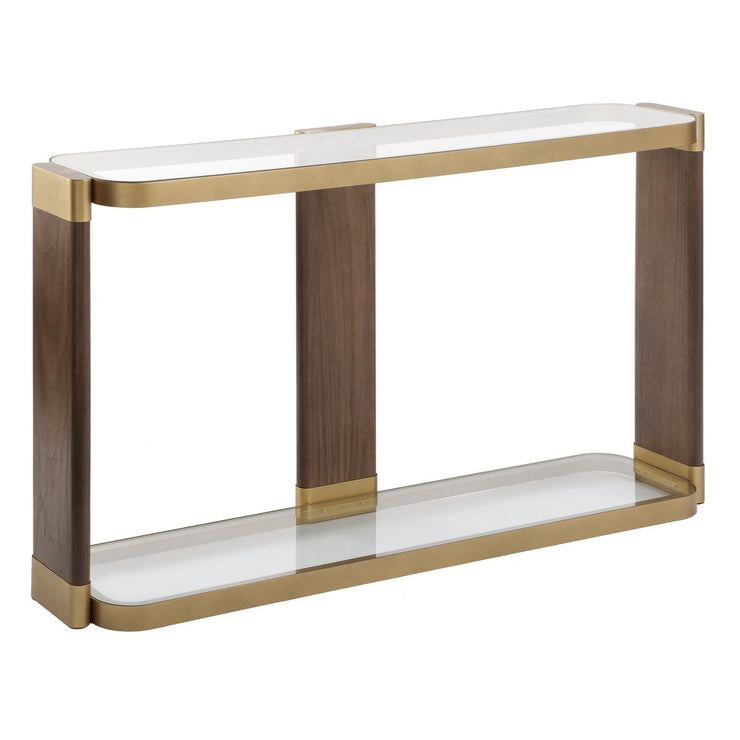 Uttermost Ryles Walnut With Gold Accents Console Table