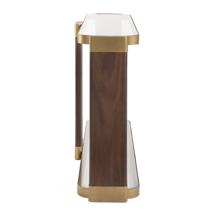 Uttermost Ryles Walnut With Gold Accents Console Table