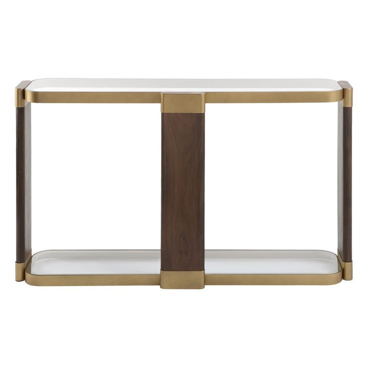 Uttermost Ryles Walnut With Gold Accents Console Table