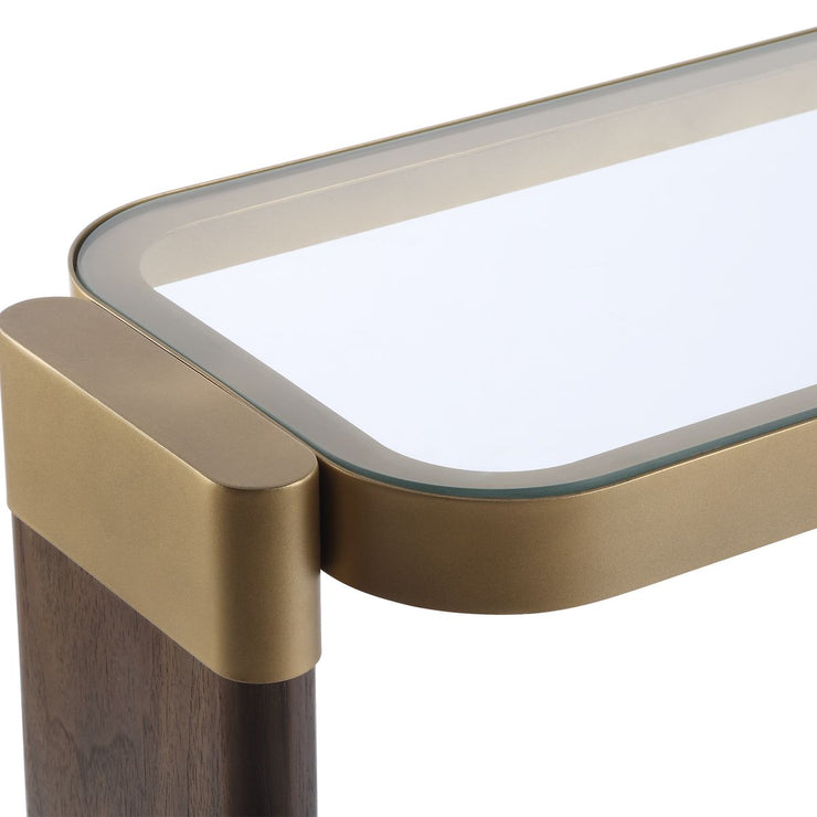 Uttermost Ryles Walnut With Gold Accents Console Table