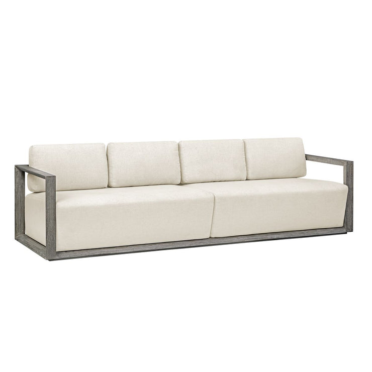Uttermost Remsen Mahogany Wood With Oyster White Fabric Outdoor Sofa