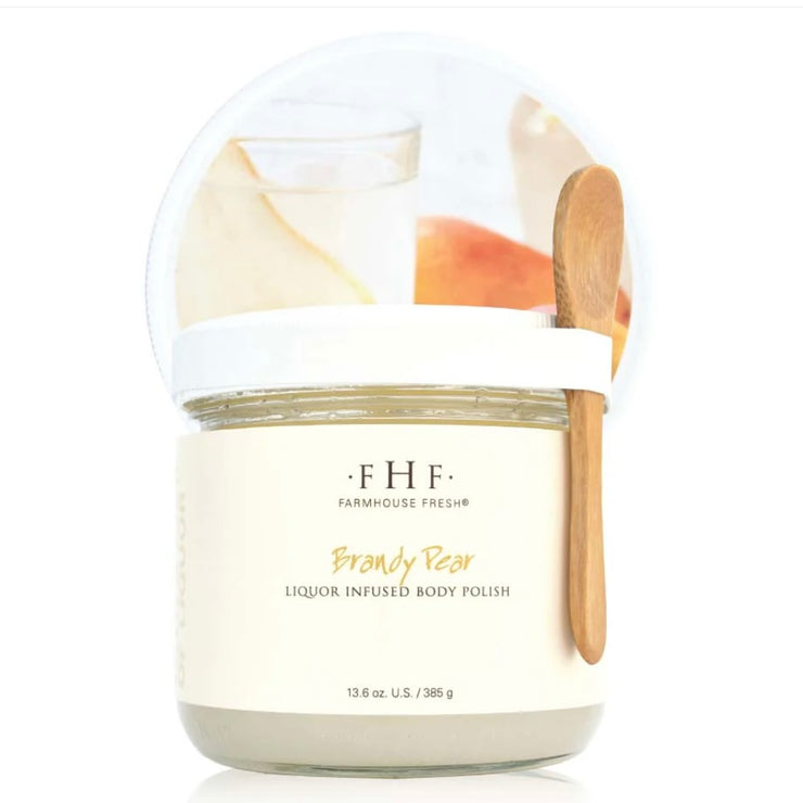 Farmhouse Fresh Brandy Pear Liquor Infused Body Polish Body Polish 12 oz. Jar with Spoon