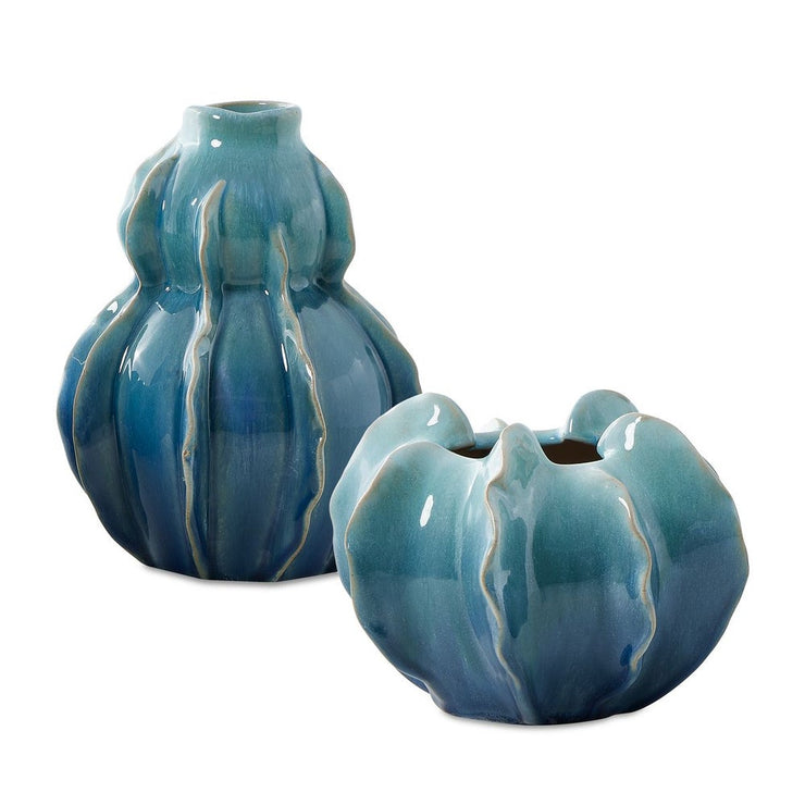 Uttermost Ocean Wave Set of 2 Ceramic Vases ~ Indoor And Outdoor Use