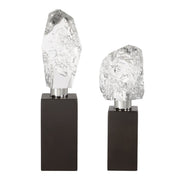 Uttermost Crystal Peak Crystal Sculptures With Sleek Black Base ~ Set Of 2