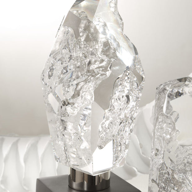 Uttermost Crystal Peak Crystal Sculptures With Sleek Black Base ~ Set Of 2