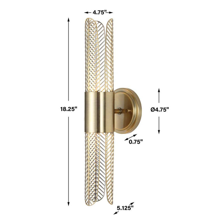 Uttermost Cret Art Deco Brass 2 Light LED Sconce