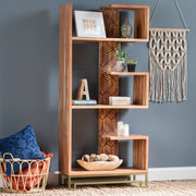 Crestview Collection Parikh 5- Shelf Lazer Cut Iron And Acacia Bookcase