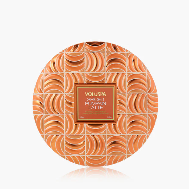 Voluspa Spiced Pumpkin Latte 3 Wick Tin Candle