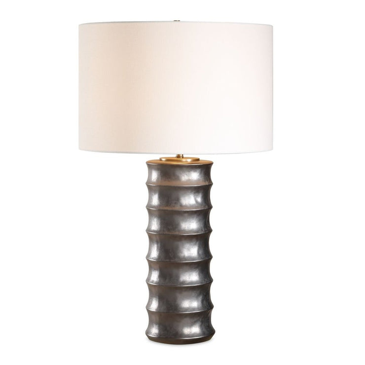 Uttermost Corvair Metallic Dark Bronze Glazed Base Table Lamp With White Linen Drum Shade